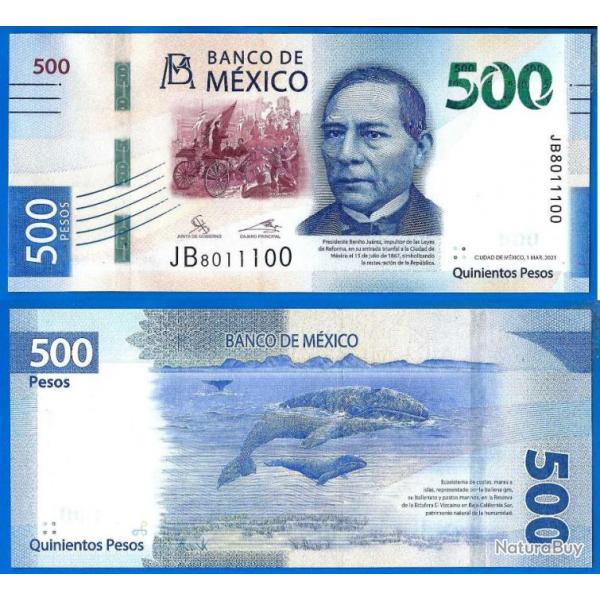 Mexique 500 Pesos 2021 Neuf Billet Peso Amerique Mexico