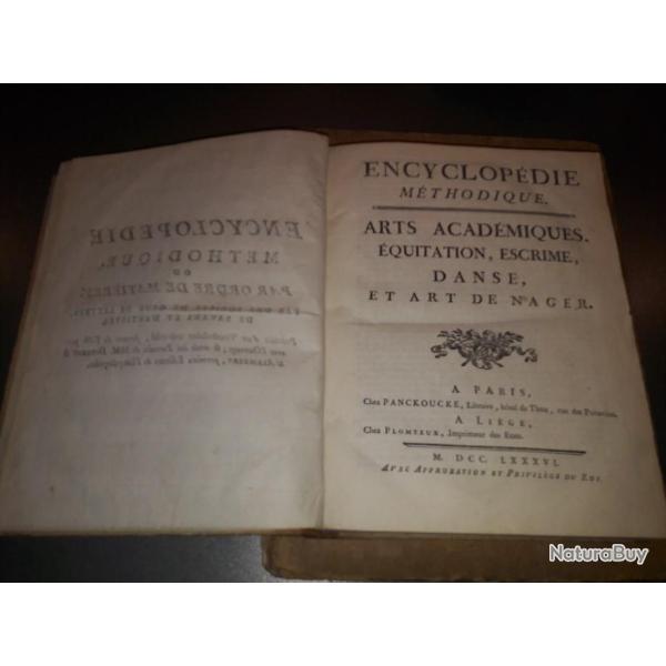 Arts Acadmiques, quitation, escrime, danse, et art de nager 1786 complet avec gravures