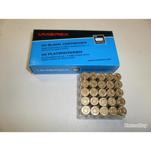 292- BOITE DE 50 BALLES 9MM A BLANC pour PISTOLET DE DEFENSE ET D ALARME - PROMO !!!!!