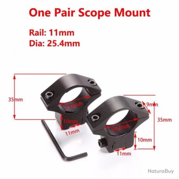 Colliers pour montage d'optique 25,4mm