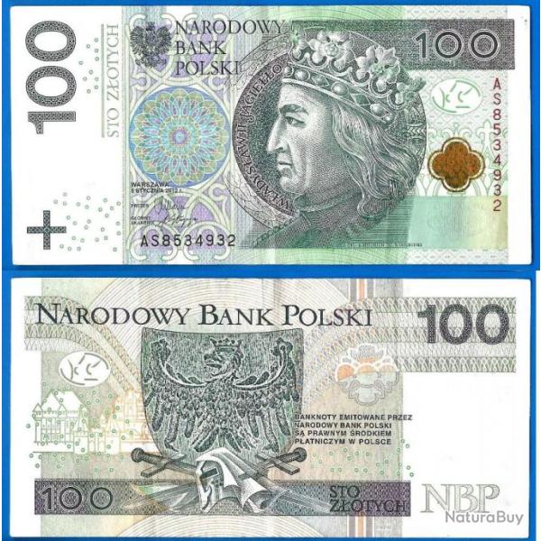 Pologne 100 Zlotych 2012 Billet Roi Wladyslaw 2 Poland Prefix AS