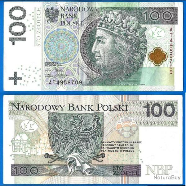 Pologne 100 Zlotych 2012 Billet Roi Wladyslaw 2 Poland Prefix AT