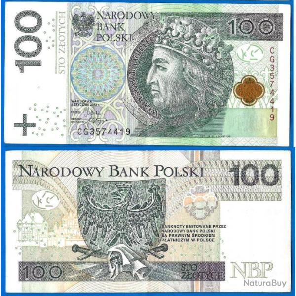 Pologne 100 Zlotych 2012 Billet Roi Wladyslaw 2 Poland Prefix CG