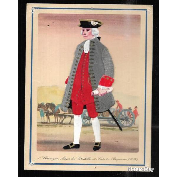 chirurgien major des citadelles et forts du royaume 1757 , gravure en relief carton publici