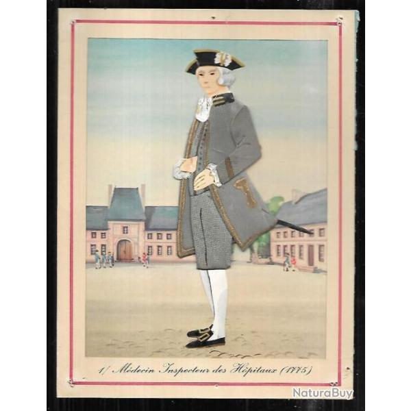 m�decin inspecteur des hopitaux 1775 , gravure en relief carton publicitaire