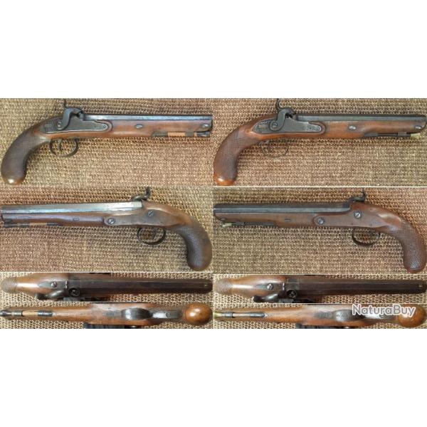 Pistolets Percussion Lisse (Hewson in London & Potel  Bourges)