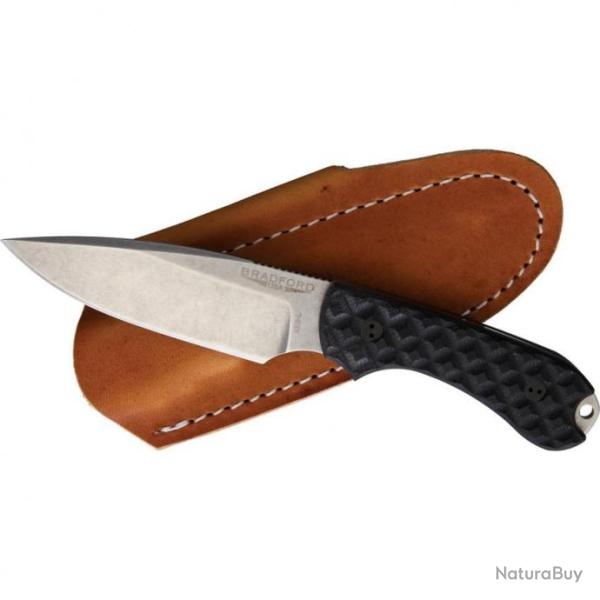 Couteau Bradford Knives Guardian 3 Lame Acier AEB-L Manche G10 Etui Cuir Made In USA BRAD3FE001A