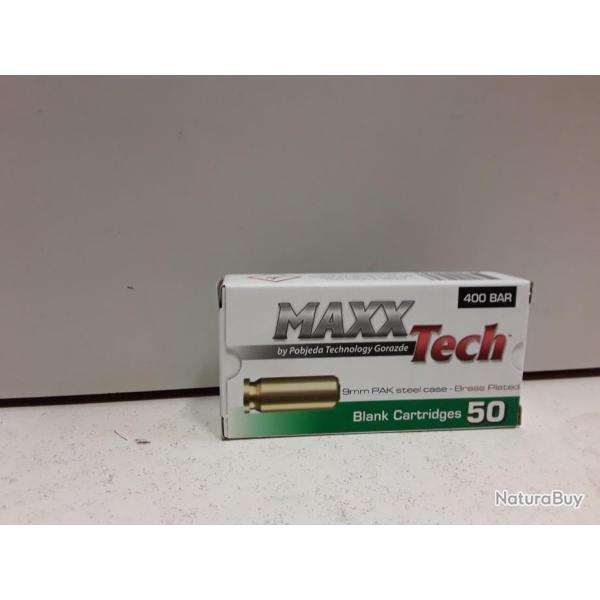 x50 Balles a blanc Maxx tech Cal.9mm PAK