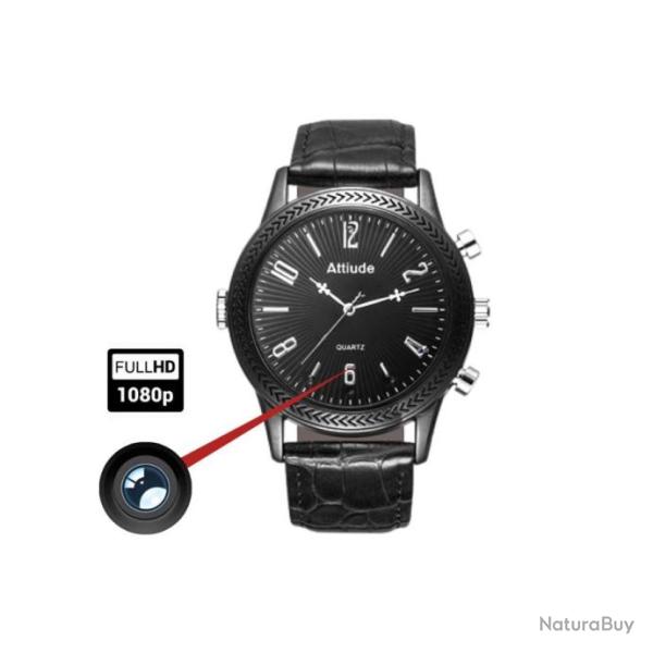 Montre avec Lani�re en cuire Cam�ra Espion Full HD 1080P SS-697G