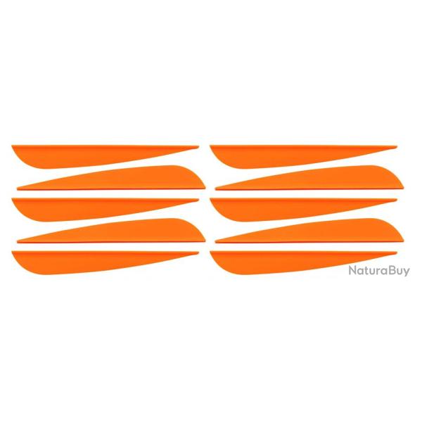10 Plumes plastique paraboliques orange 9,7 x 1,2 cm
