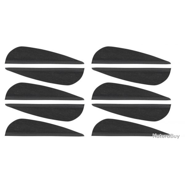 10 Plumes plastique paraboliques noires 4,3 x 0,9 cm