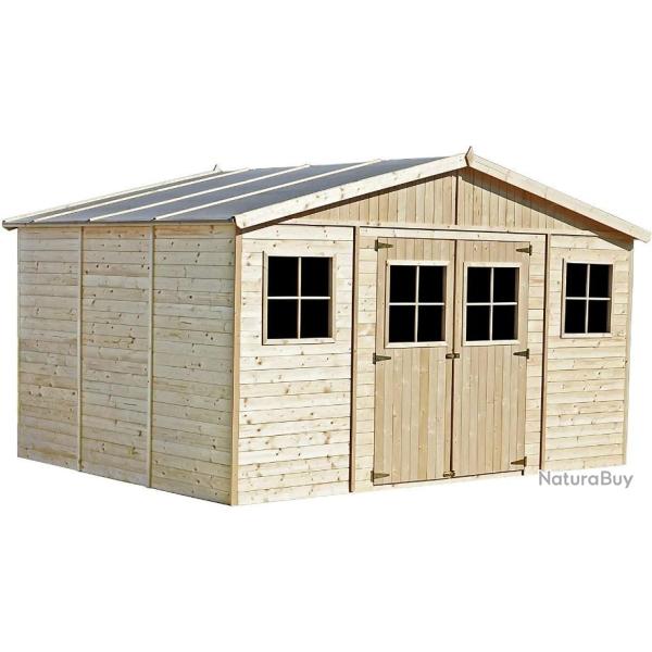 Abri de jardin 418x320x246cm 12m2 en bois massif avec plancher - Rangement - LIVRAISON GRATUITE