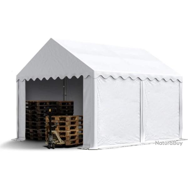 Abri de stockage 4 x 3 m blanc en acier et PVC - Etanche - LIVRAISON GRATUITE ET RAPIDE
