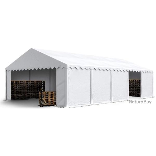 Abri de stockage 5 x 10 m blanc en acier et PVC - Etanche - LIVRAISON GRATUITE ET RAPIDE