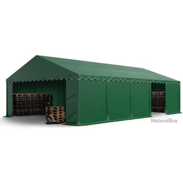 Abri de stockage 5 x 10 m vert fonc� en acier et PVC - Etanche - LIVRAISON GRATUITE ET RAPIDE