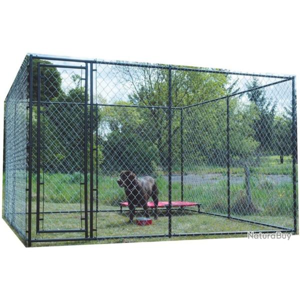 Chenil en acier 300 x 150 x 183 cm pour chiens - Mailles en losange - Livraison gratuite et rapide