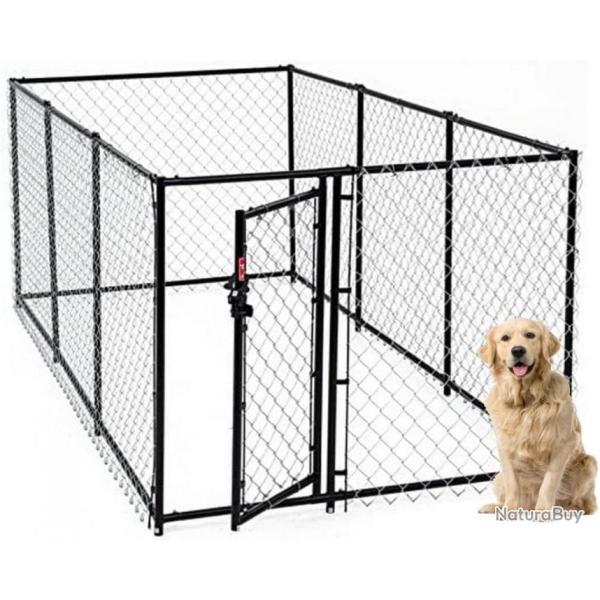 Chenil en acier 300 x 150 x 122 cm pour chiens - Mailles en losange - Livraison gratuite et rapide