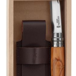 Coffret couteau Opinel num&eacute;ro 8 - bois d'olivier