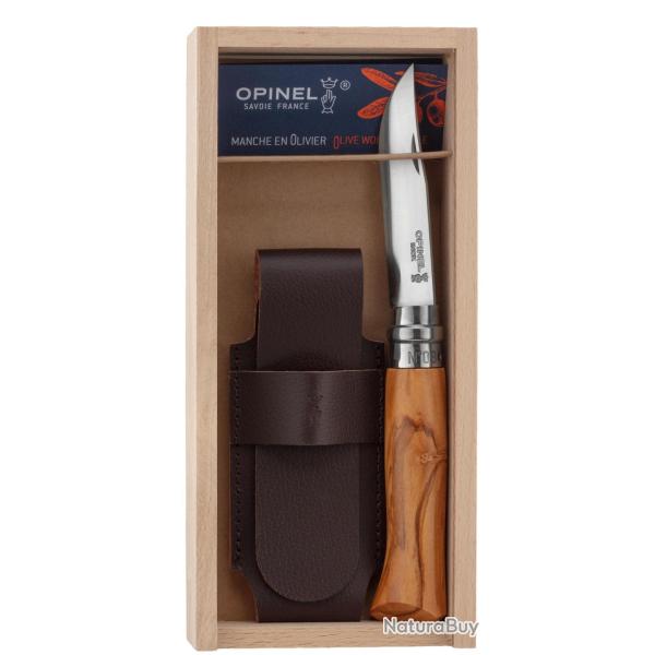 Coffret couteau Opinel num�ro 8 - bois d'olivier