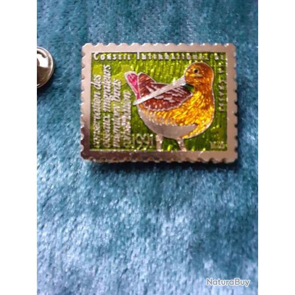Insigne m�tal  du CIC .Conseil International de la Chasse  1991 Conservation des oiseaux migrateurs