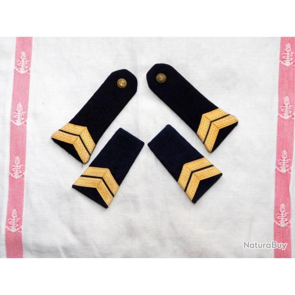 MARINE NATIONALE : 2 PAIRES EPAULETTES + 2 MANCHONS - SECOND MAITRE - IDEM W.W.2
