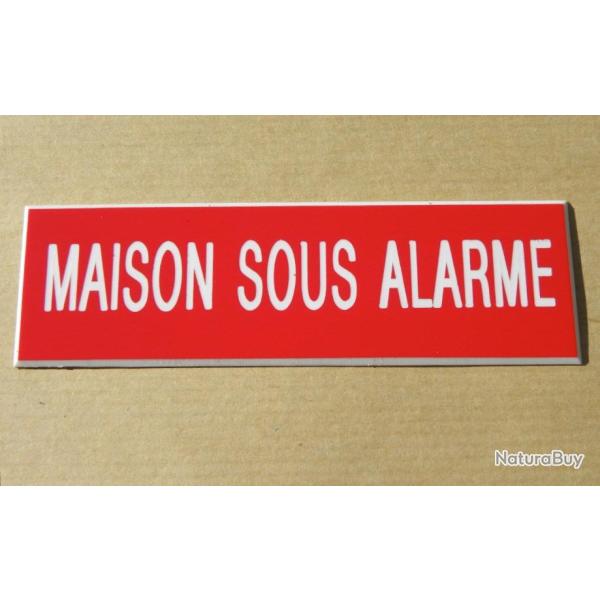 Plaque adh�sive MAISON SOUS ALARME rouge Format 50x150 mm