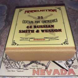 44 RUSSIAN Smith & Wesson (Ammunition N&eacute;vada): Reproduction boite munitions (vide) AM 8867898
