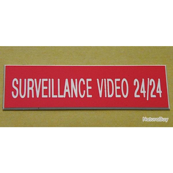 Plaque adh�sive SURVEILLANCE VIDEO 24/24 rouge Format 50x150 mm
