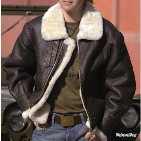 Blouson US B3 cuir fourrure agneau