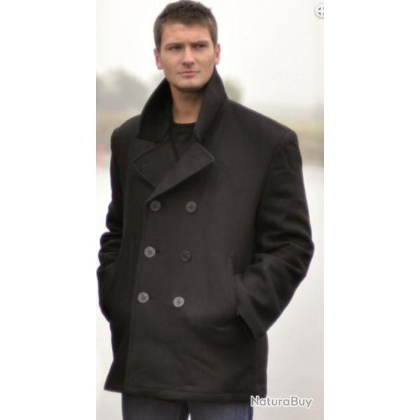 Caban US Navy Laine noir avec boutons noirs