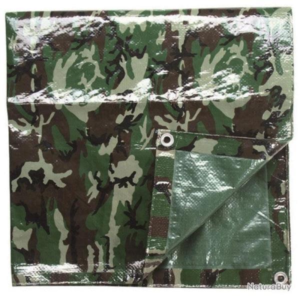B�che Agricole Miltec avec oeillets - Camo Woodland / 1.9x3 m