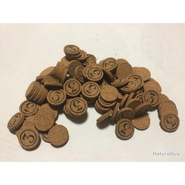 LOTS DE 100 RONDELLES DE FERMETURE W EN LI�GE AGGLOM�R� NUM�ROT�S 3 DE  CALIBRE 16