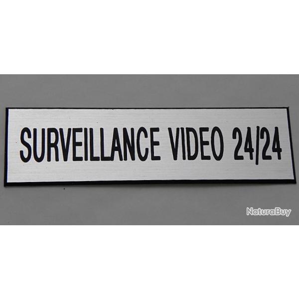 Pancarte adhsive SURVEILLANCE VIDEO 24/24 argent Format 70x200 mm