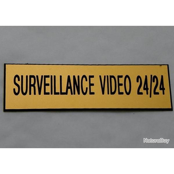 Plaque adh�sive SURVEILLANCE VIDEO 24/24 dor�e Format 29x100 mm