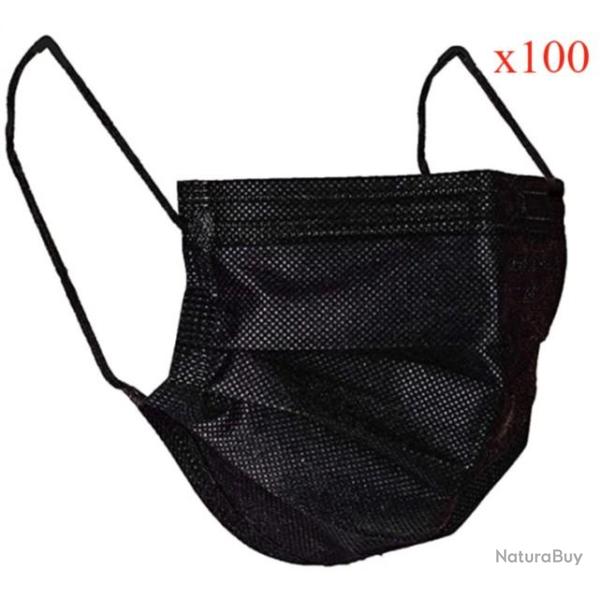 Lot de 100 masques de protection noir - FFP2 - Masques chirurgicaux - Livraison rapide