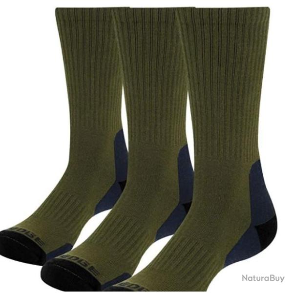 TOP ENCHERE - Chaussettes de sport vert arm�e - Lot de 3 - Randonn�e, chasse,... - Livraison rapide