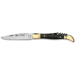 Couteau pliant avec tire-bouchons en corne noire 12cm Laguiole Bougna