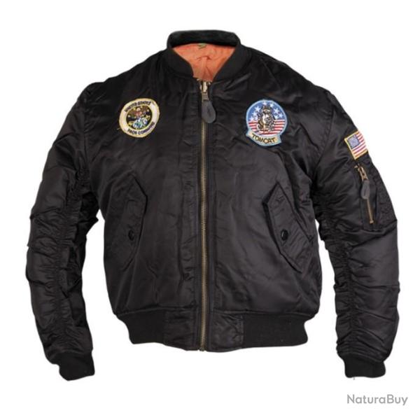 Blouson style bombers avec badges pour enfants noir