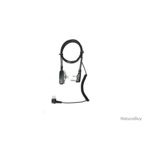 C�BLE MICRO POUR CASQUE ANTIBRUIT 3M PELTOR SPORTTAC - J22 - KENWOOD TK/ MIDLAND CT ET G10