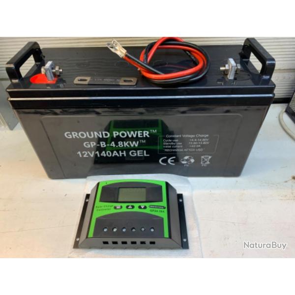 Batterie Solaire gel haute performance 13v8 volt 140AH + c�ble batterie 8 mm avec Cosse+Contr�leurs