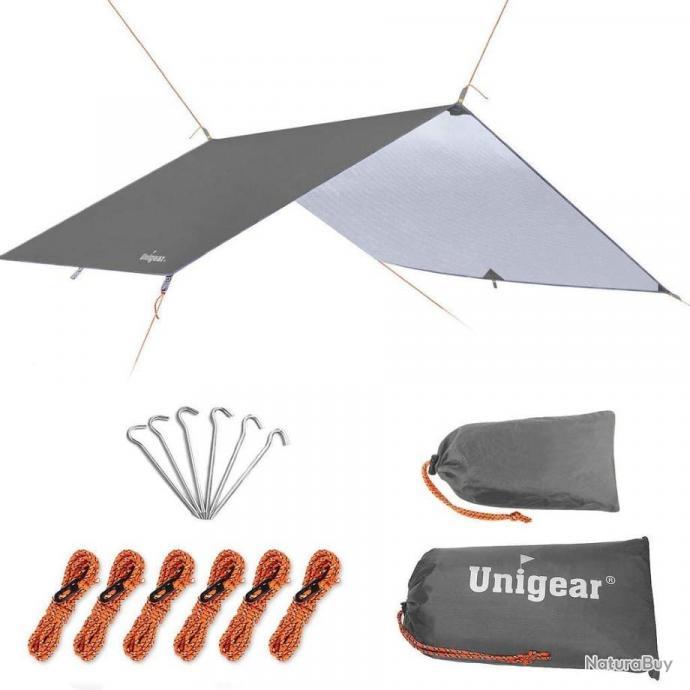Bâche Camping Ellen Imperméable 210x150cm - Tissu Oxford 210D - Noir Bâche Polyvalente Anti-UV