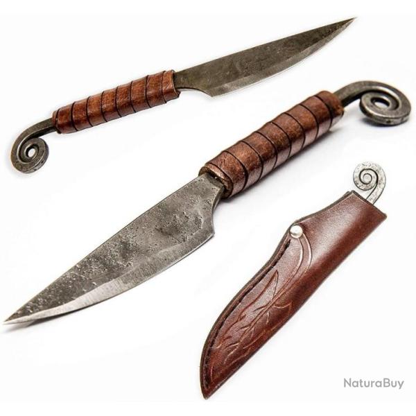 Couteau de chasse 150 mm - Fait main - Style antique - Etui en cuir - Livraison rapide et gratuite