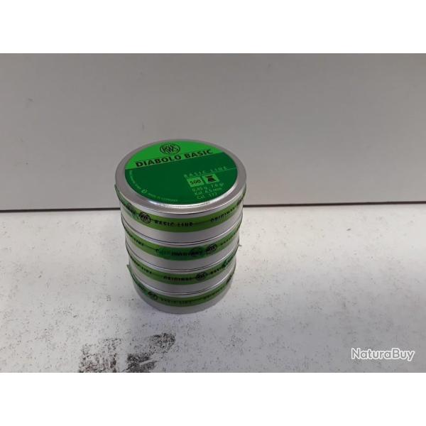LOT DE 2000 PLOMBS RWS DIABOLO BASIC PLATS CAL 4,5 DE NOUVEAU EN STOCK