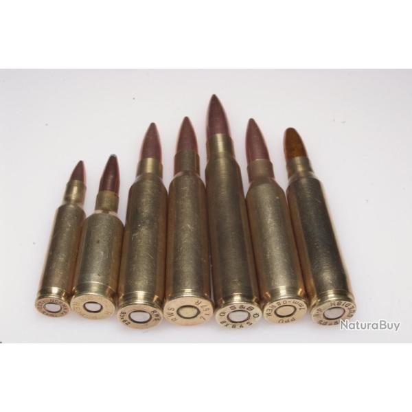 Collection de 7 cartouches de calibres diffrents port gratuit