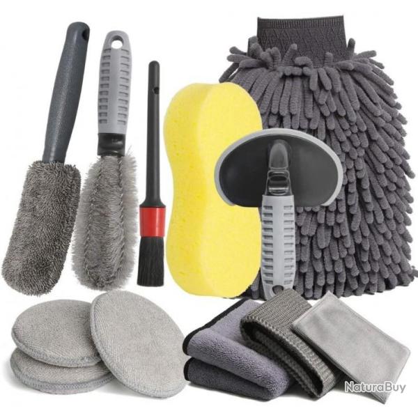 Kit de nettoyage voiture 12 pi�ces - Multifonctions - Livraison gratuite et rapide