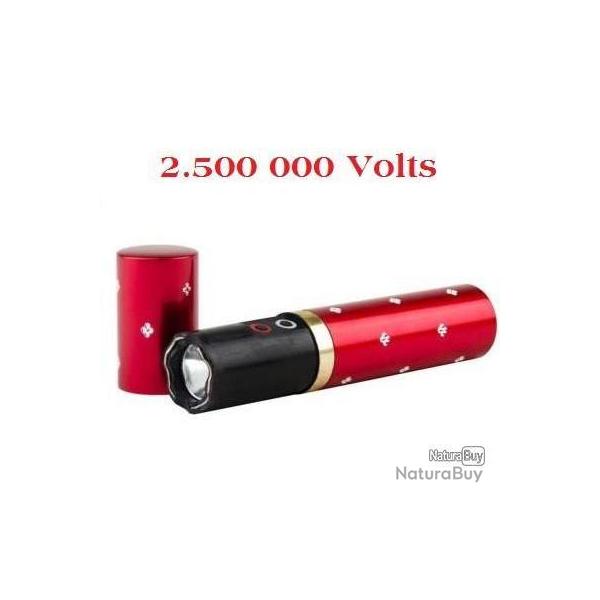 SHOCKER Electrique Lampe TASER DEFENSE Rouge � l�vre type 1202 2.500.000 VOLTS + Chargeur+ BOITE