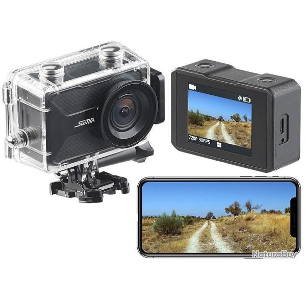 Cam�ra Embarqu�e Sportive Sport 4K Connect�e avec Wifi, capteur SONY et Bo�tier Etanche et Webcam