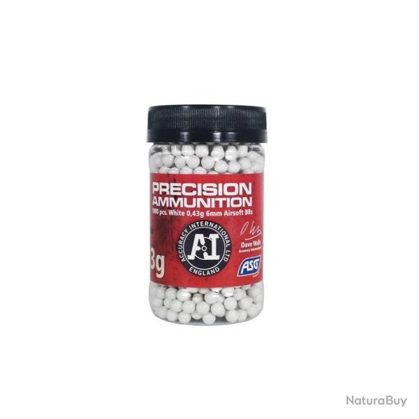 Billes ASG Blanches en Bouteille de 1000 - 0.43g