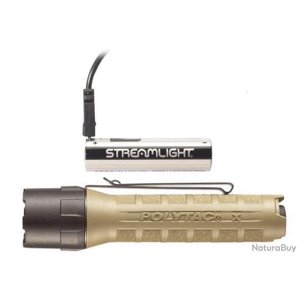 LAMPE STREAMLIGHT POLYTAC X USB - AVEC PILES RECHARGEABLES/CORDON USB - COYOTE