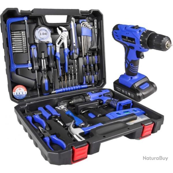 Perceuse sans fil 21V + Kit outillages � main + Mallette - Livraison gratuite et rapide